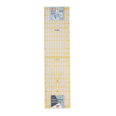 Long Omnigrid 15 × 60 cm metric quilting ruler made in USA, ideal for full-width fabric cutting and squaring quilts