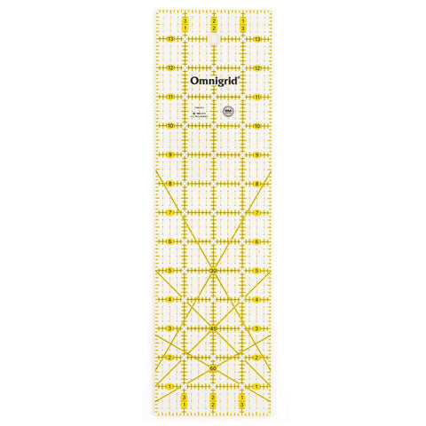 Mid-length Omnigrid 4 × 14 inch quilting ruler for fat-quarter cutting, sashing and general patchwork layout