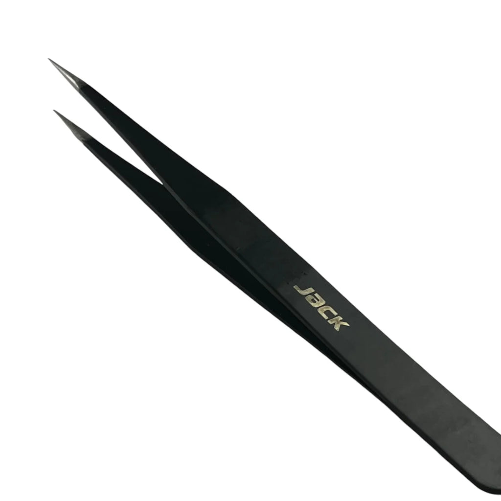 Midnight Black Stainless Steel Straight Tweezers - JACK