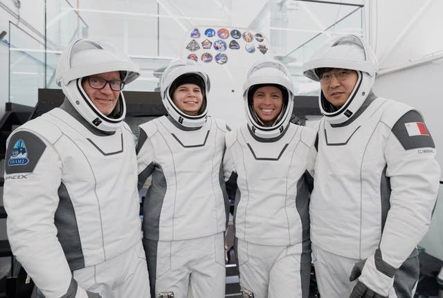 <p>From left: Eric Philips, a polar guide from Australia; Rabea Rogge, a robotics researcher from Germany; Norwegian filmmaker Jannicke Mikkelsen and Chun Wang, a Chinese-born bitcoin investor who is paying for the whole spaceflight and now lives in Malta</p>