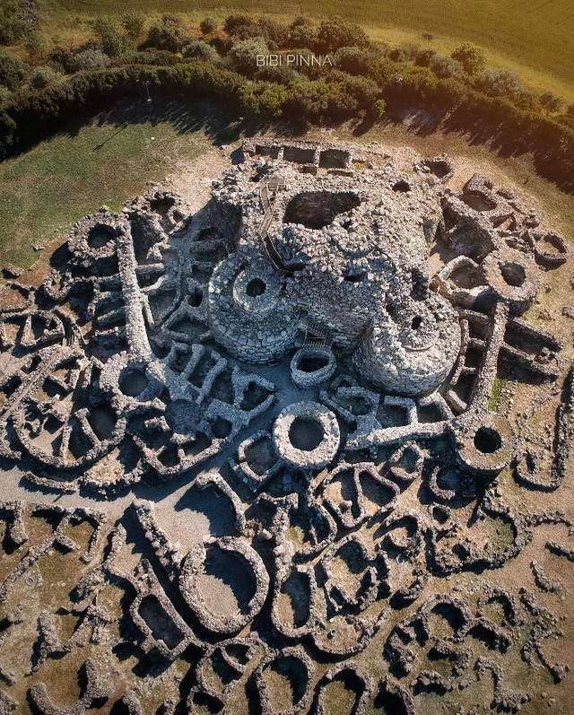 <p>The ruins of a prehistoric skyscraper: New research is revealing how Cornish tin appears to have boosted a long-lost Bronze Age Mediterranean civilization. This aerial photo shows that civilization's remarkable Nuragic complex at Barumini in Sardinia</p>